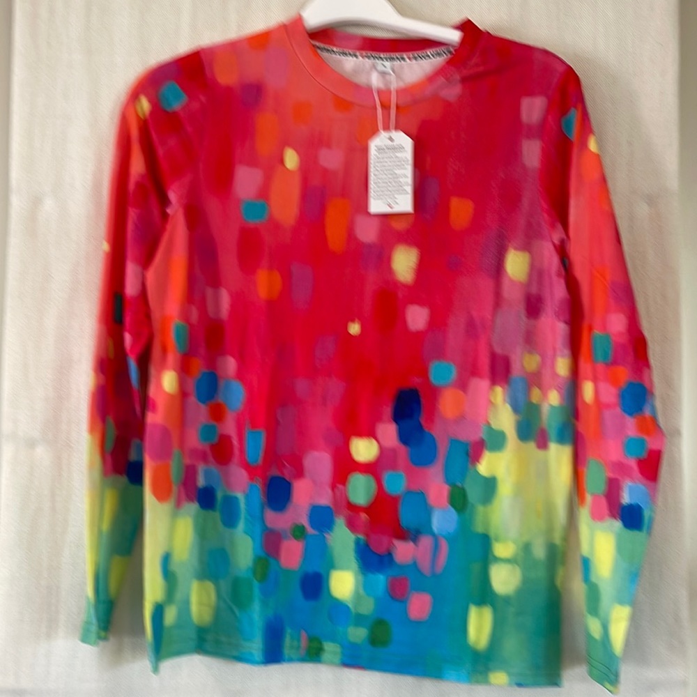 Long sleeve, colorful material T-shirt